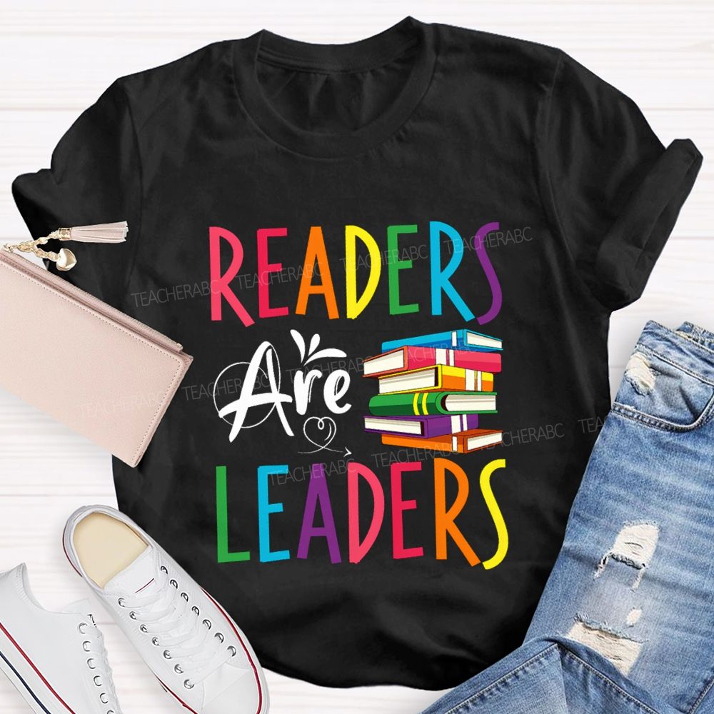 Readers Are Leaders Colorful Letter T-Shirt