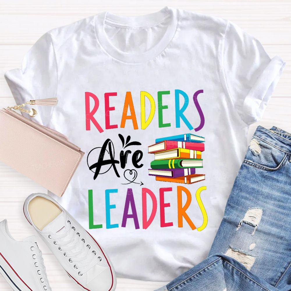 Readers Are Leaders Colorful Letter T-Shirt