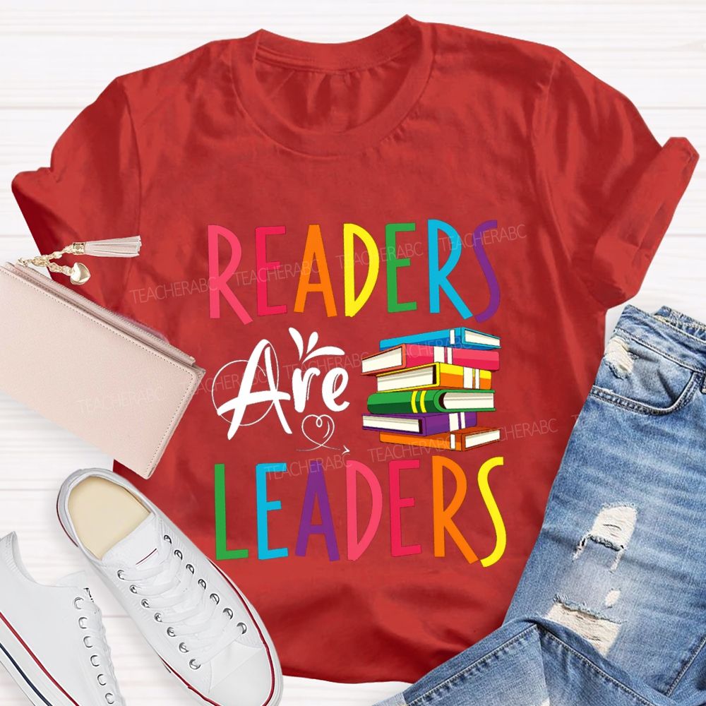 Readers Are Leaders Colorful Letter T-Shirt