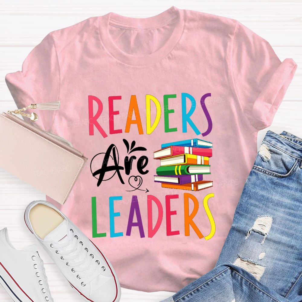 Readers Are Leaders Colorful Letter T-Shirt