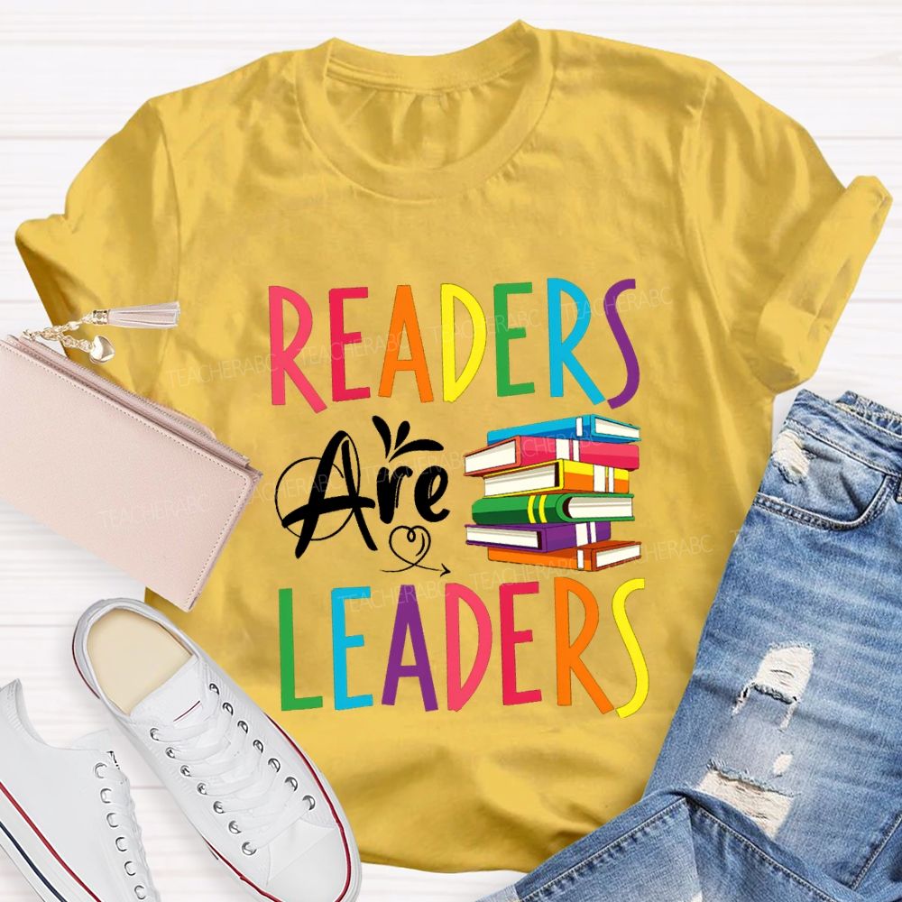 Readers Are Leaders Colorful Letter T-Shirt