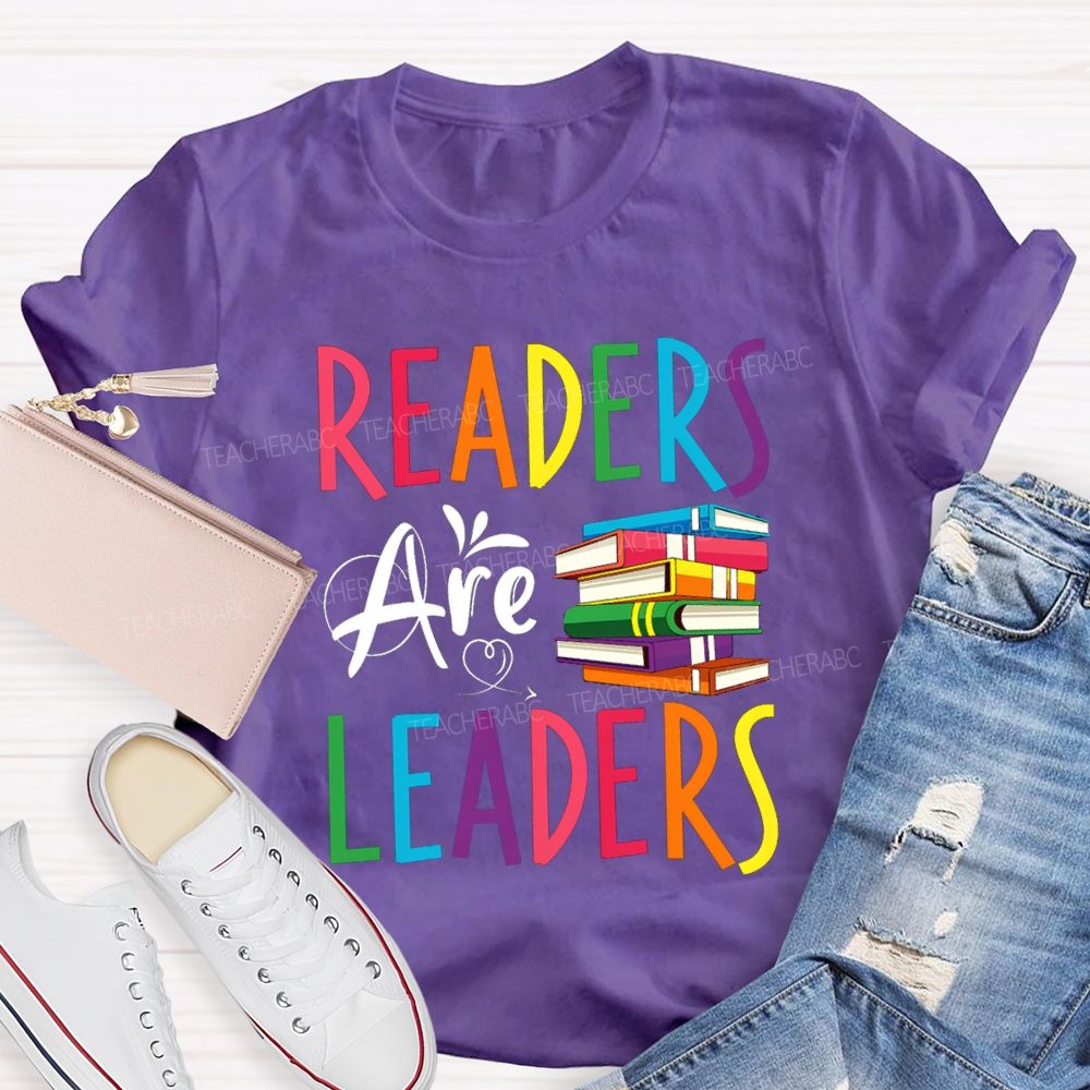 Readers Are Leaders Colorful Letter T-Shirt