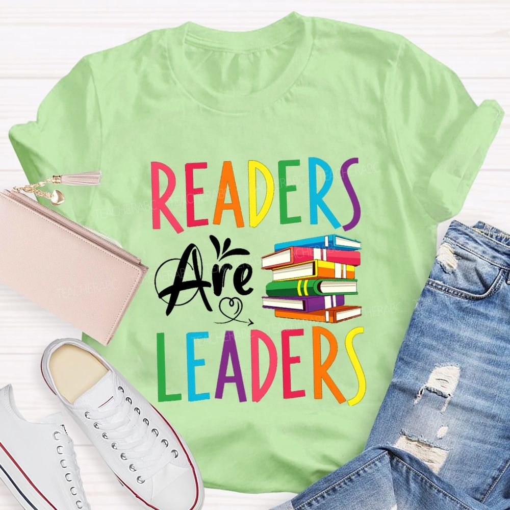 Readers Are Leaders Colorful Letter T-Shirt