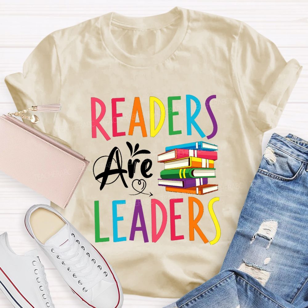 Readers Are Leaders Colorful Letter T-Shirt