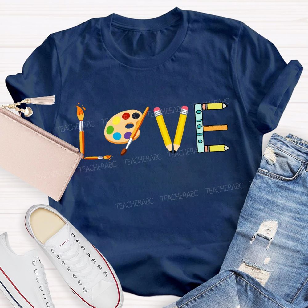 Love Art Palette And Pencil T-Shirt