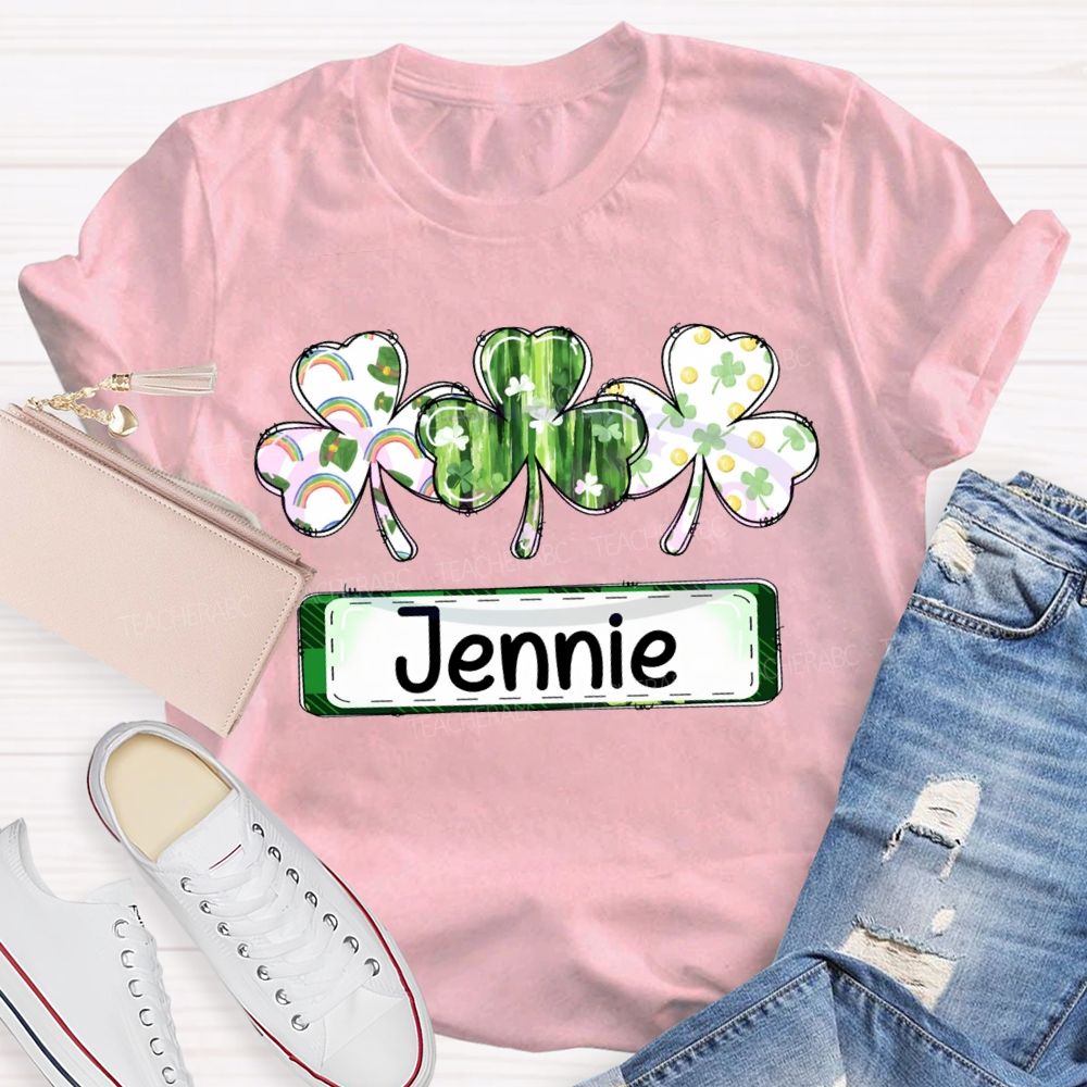 Personalized Name Colorful Clover Lucky Saint Patrick'S Day T-shirt