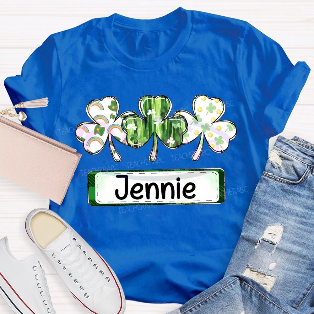 Personalized Name Colorful Clover Lucky Saint Patrick'S Day T-shirt