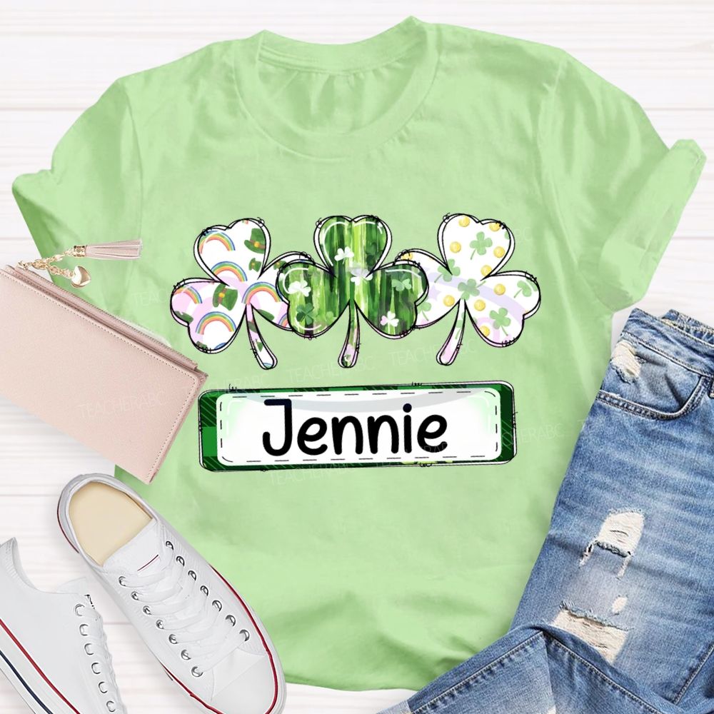 Personalized Name Colorful Clover Lucky Saint Patrick'S Day T-shirt
