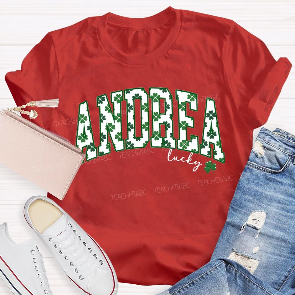 Personalized Name Lucky Clover Fonts Saint Patrick'S Day T-shirt