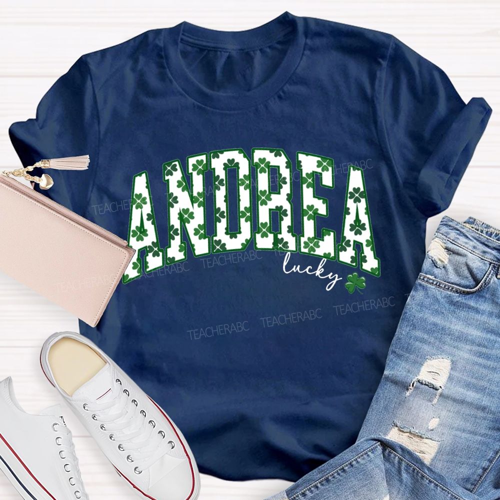 Personalized Name Lucky Clover Fonts Saint Patrick'S Day T-shirt
