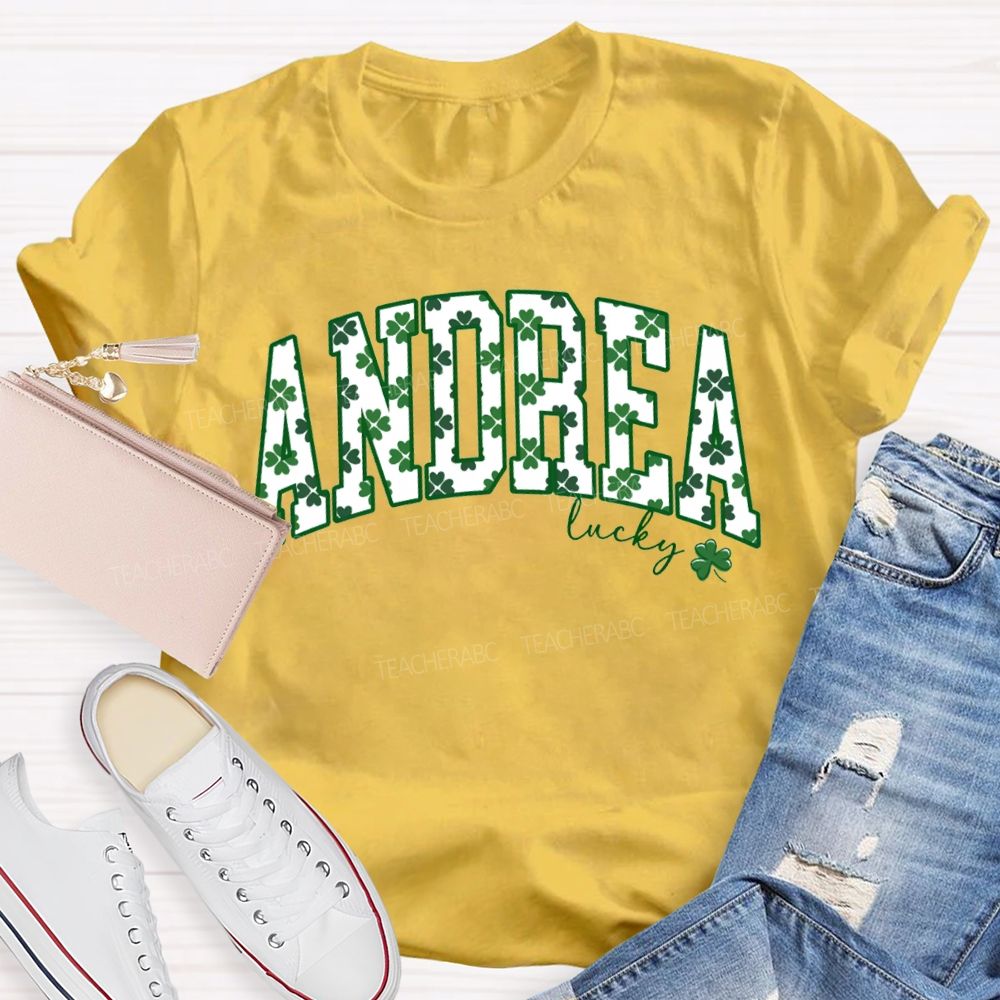 Personalized Name Lucky Clover Fonts Saint Patrick'S Day T-shirt