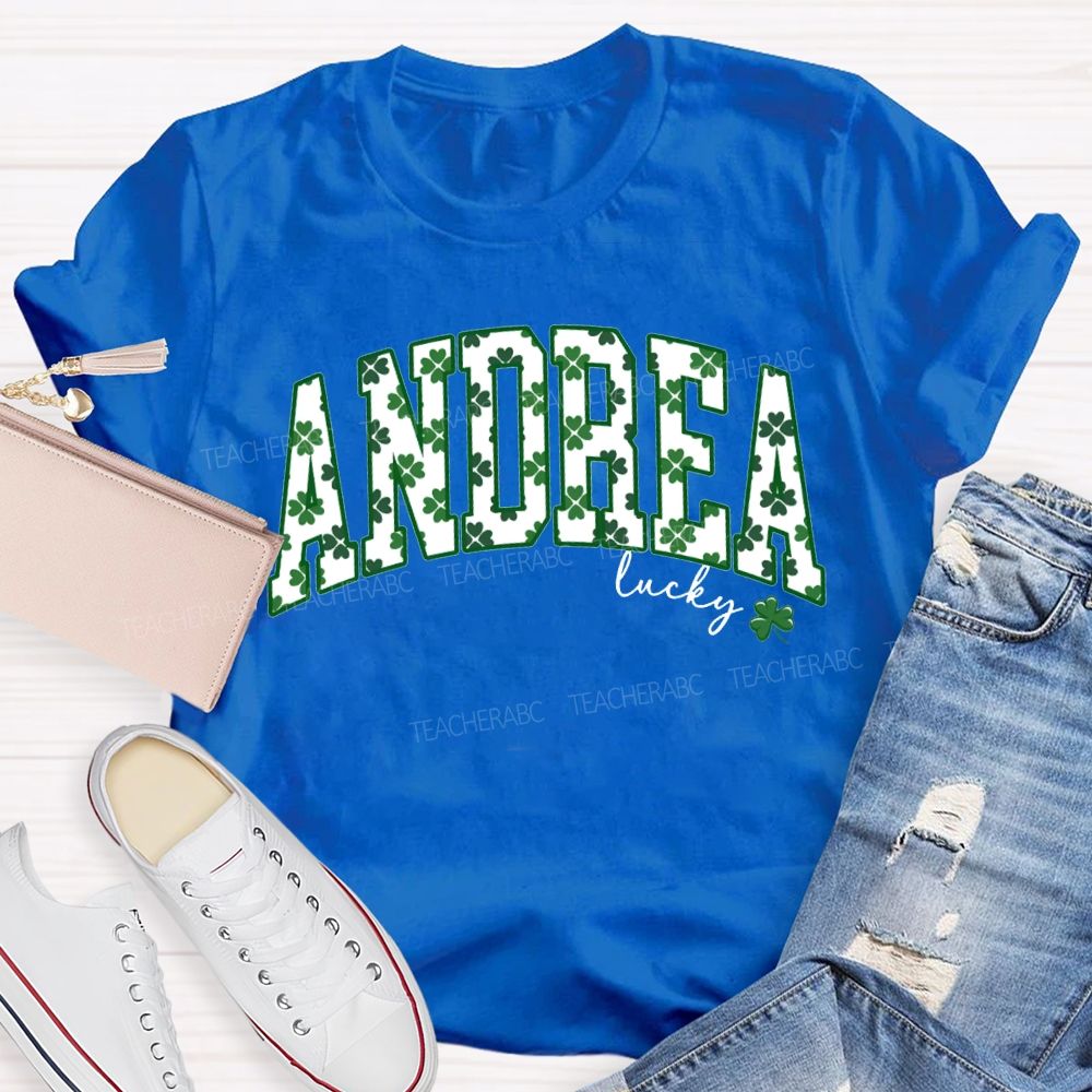 Personalized Name Lucky Clover Fonts Saint Patrick'S Day T-shirt