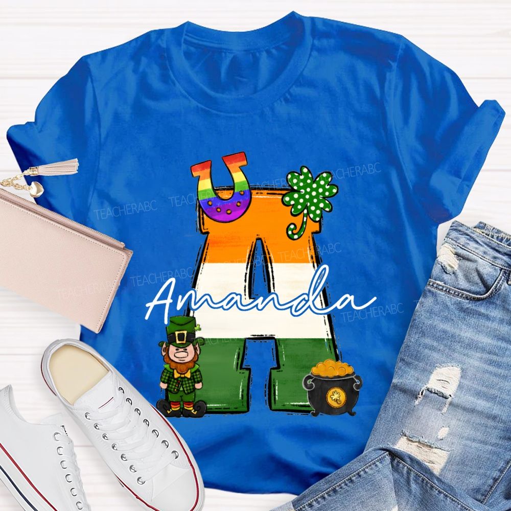 Personalized Name Four-Leaf Clover And Gradient Font T-shirt