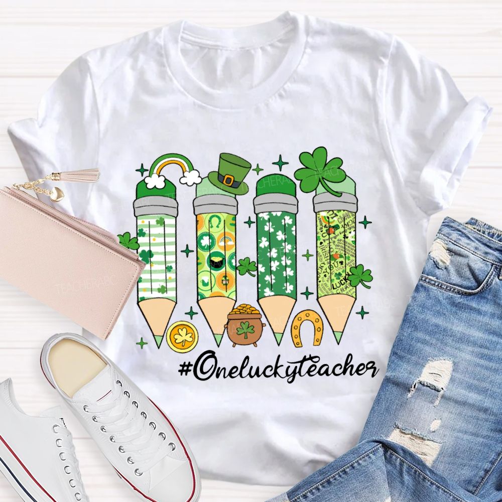 One Lucky Teacher Saint Patrick'S Day Colored Pencils T-shirt