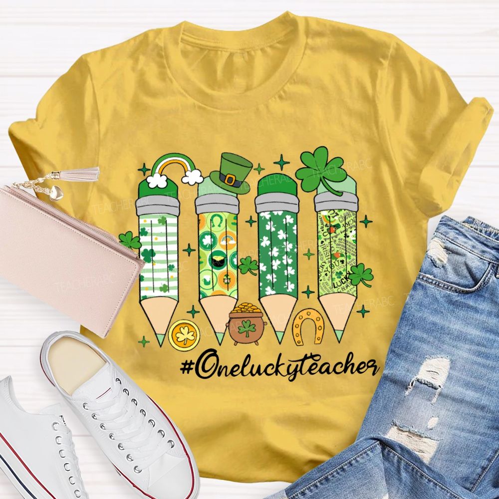 One Lucky Teacher Saint Patrick'S Day Colored Pencils T-shirt