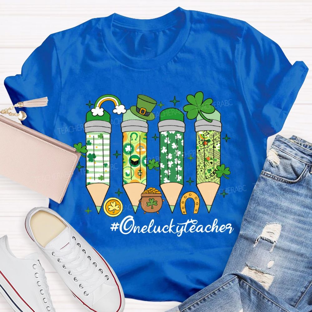 One Lucky Teacher Saint Patrick'S Day Colored Pencils T-shirt