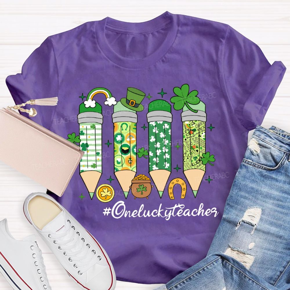 One Lucky Teacher Saint Patrick'S Day Colored Pencils T-shirt