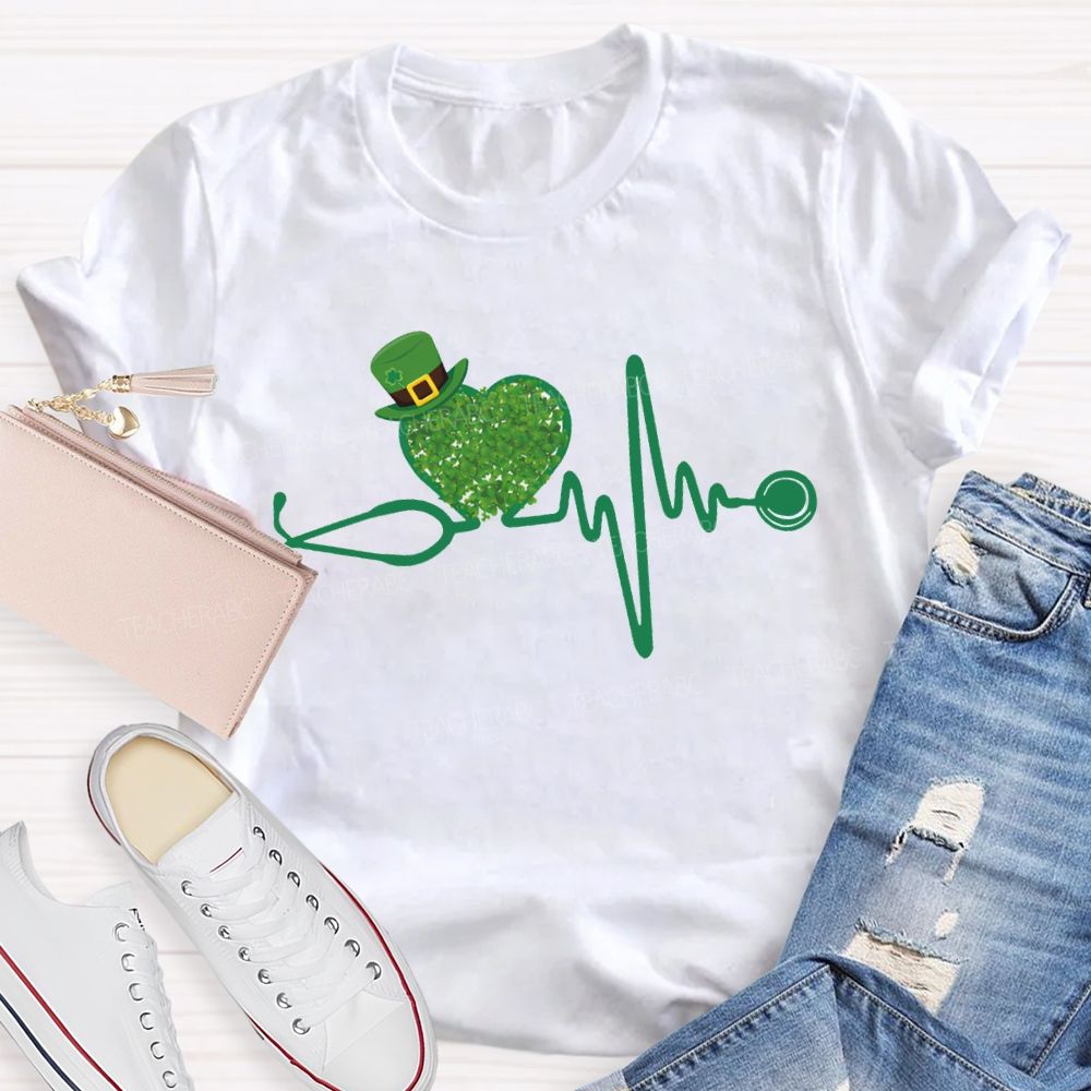 School Nurse Magic Hat And Clover Heart T-shirt