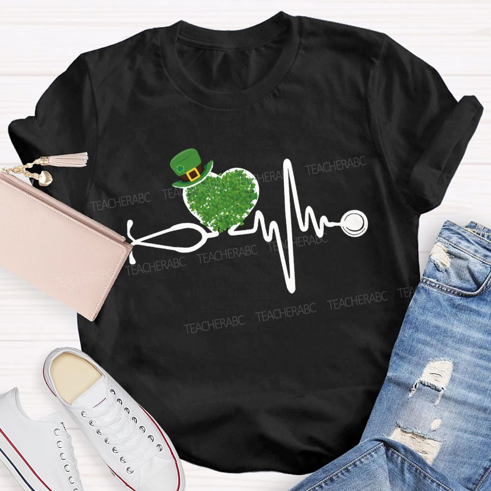 School Nurse Magic Hat And Clover Heart T-shirt