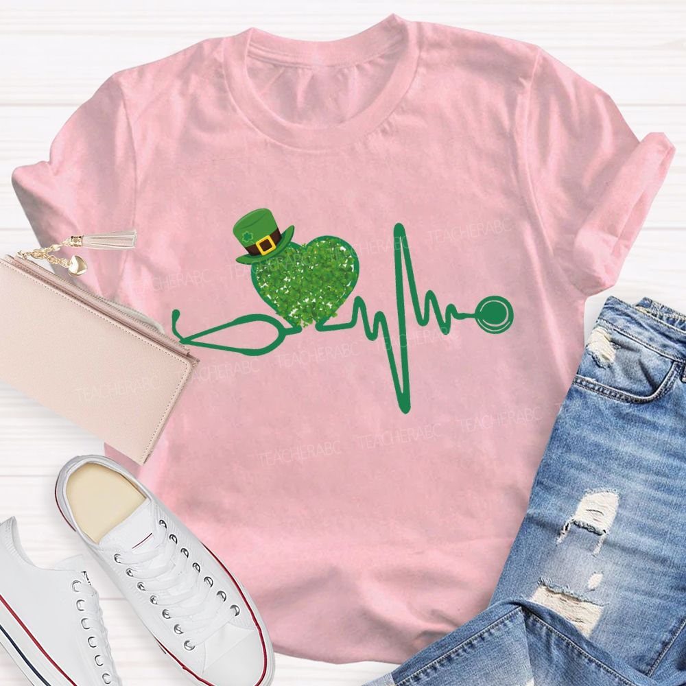School Nurse Magic Hat And Clover Heart T-shirt