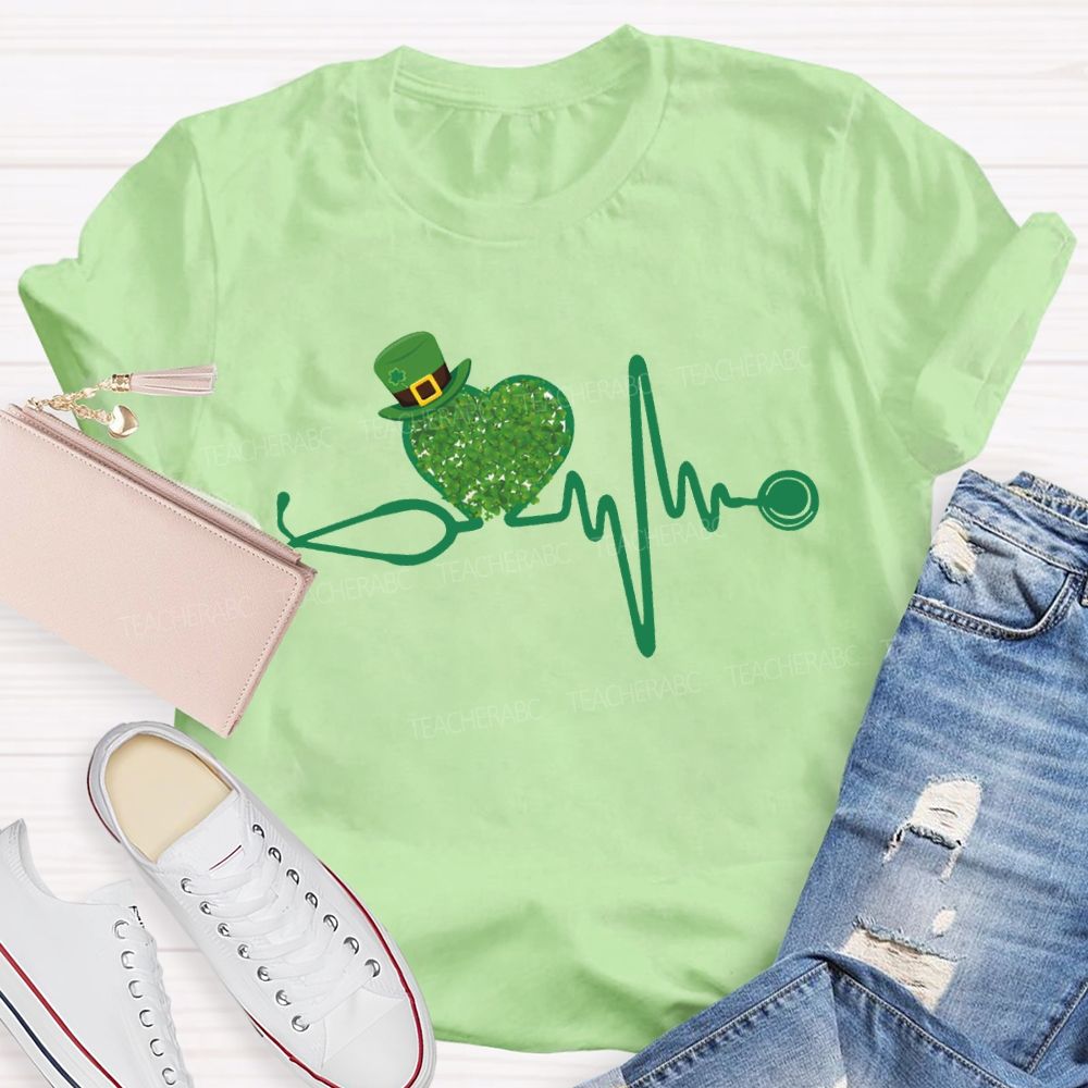 School Nurse Magic Hat And Clover Heart T-shirt
