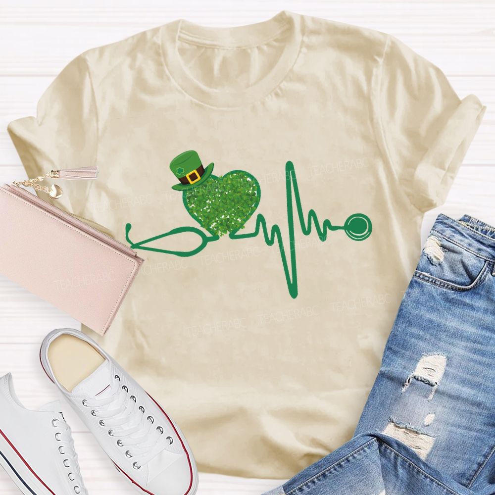 School Nurse Magic Hat And Clover Heart T-shirt