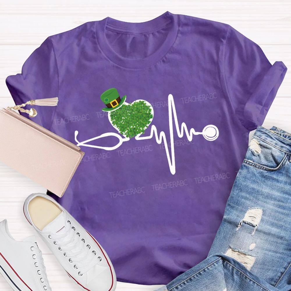 School Nurse Magic Hat And Clover Heart T-shirt