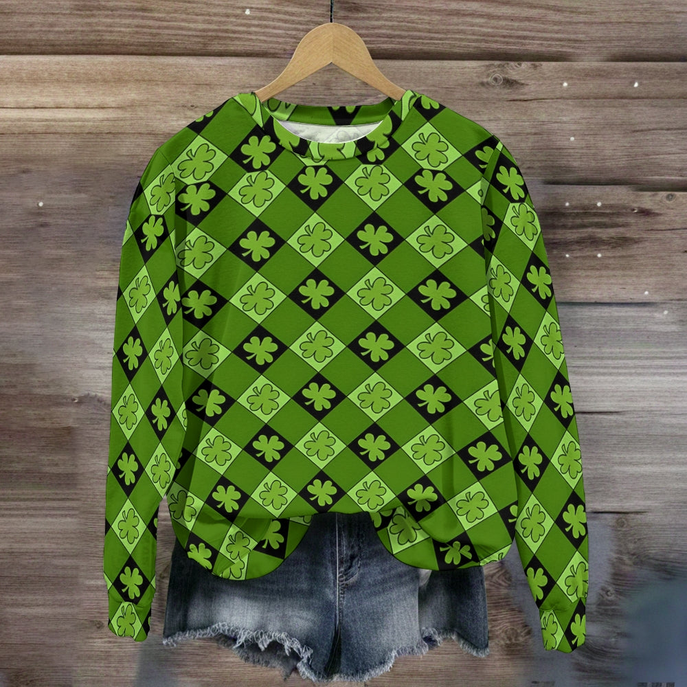 Soft Green Clover Crewneck Sweatshirt
