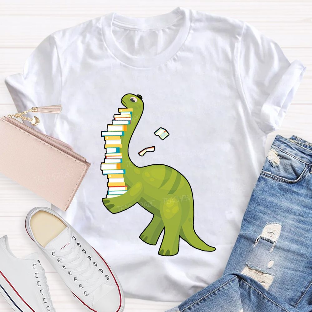 Book Dinosaur Heavy Knowledge Teacher T-Shirt