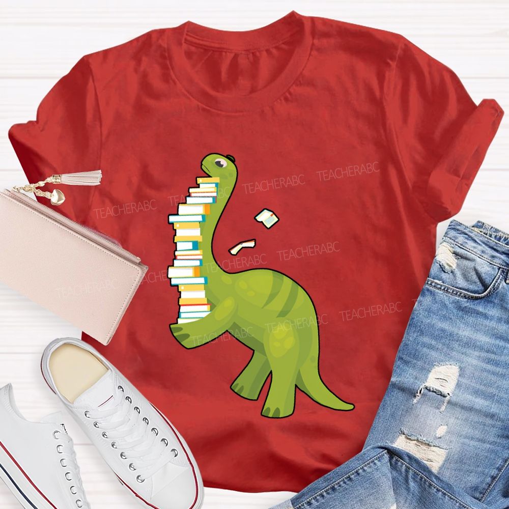 Book Dinosaur Heavy Knowledge Teacher T-Shirt