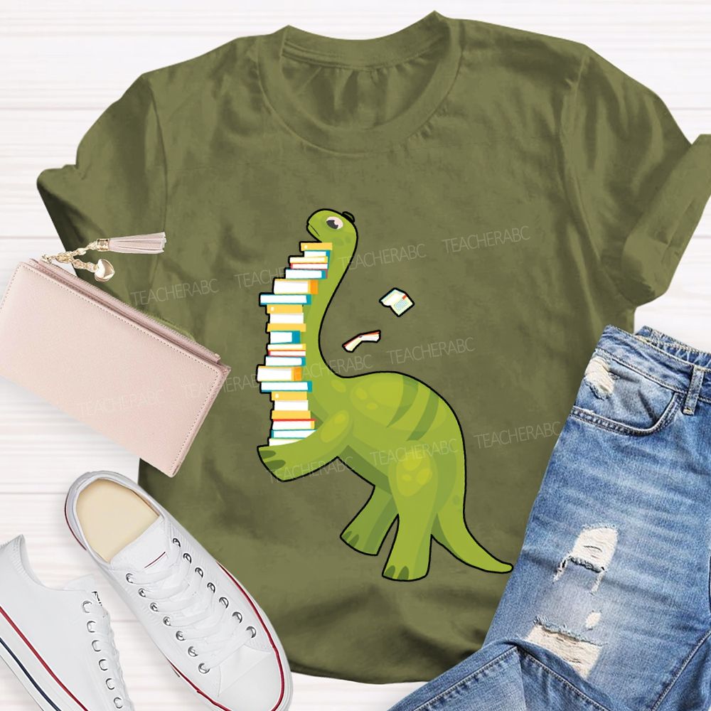Book Dinosaur Heavy Knowledge Teacher T-Shirt