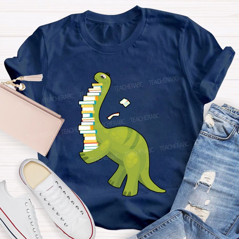 Book Dinosaur Heavy Knowledge Teacher T-Shirt