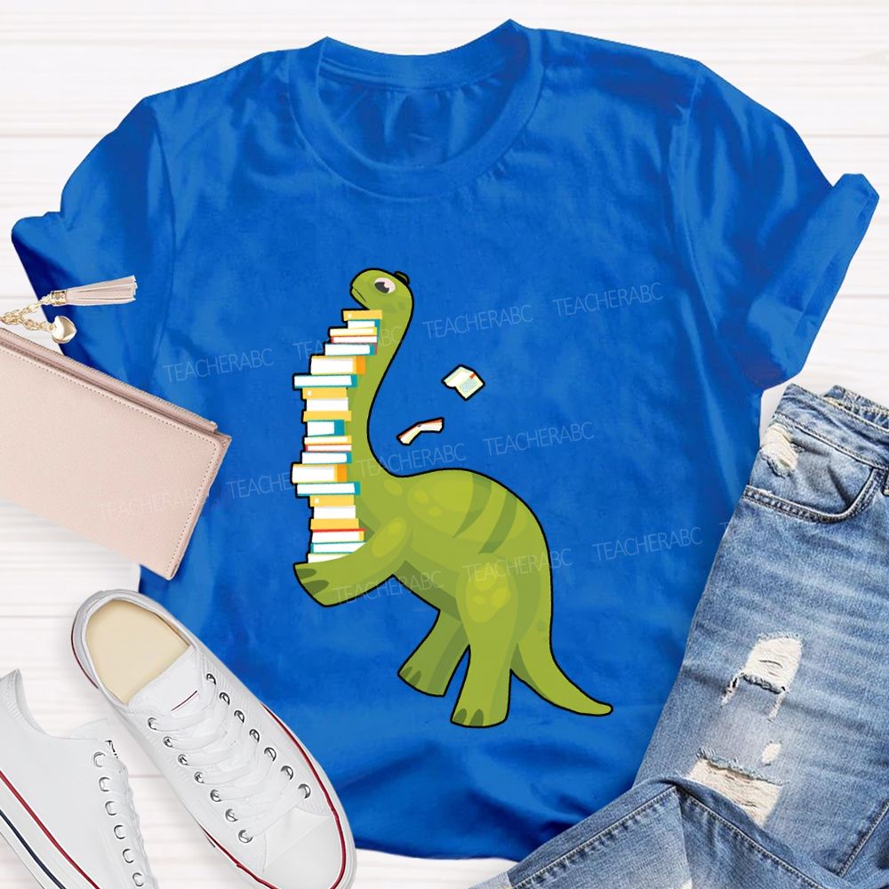 Book Dinosaur Heavy Knowledge Teacher T-Shirt