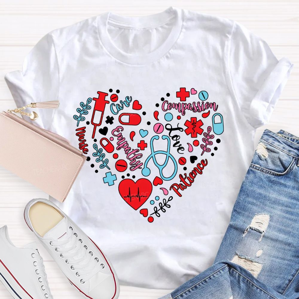 School Nurse Love Compassion Care Empathy Heart T-shirt