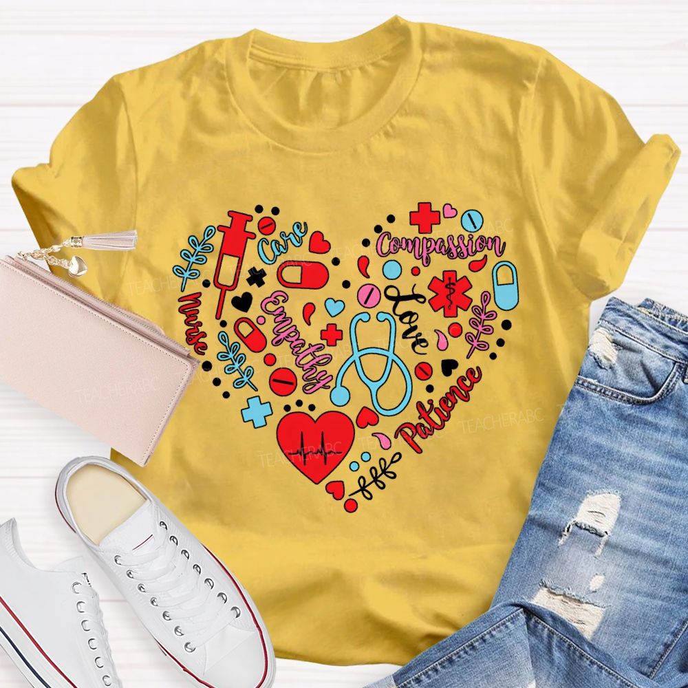 School Nurse Love Compassion Care Empathy Heart T-shirt