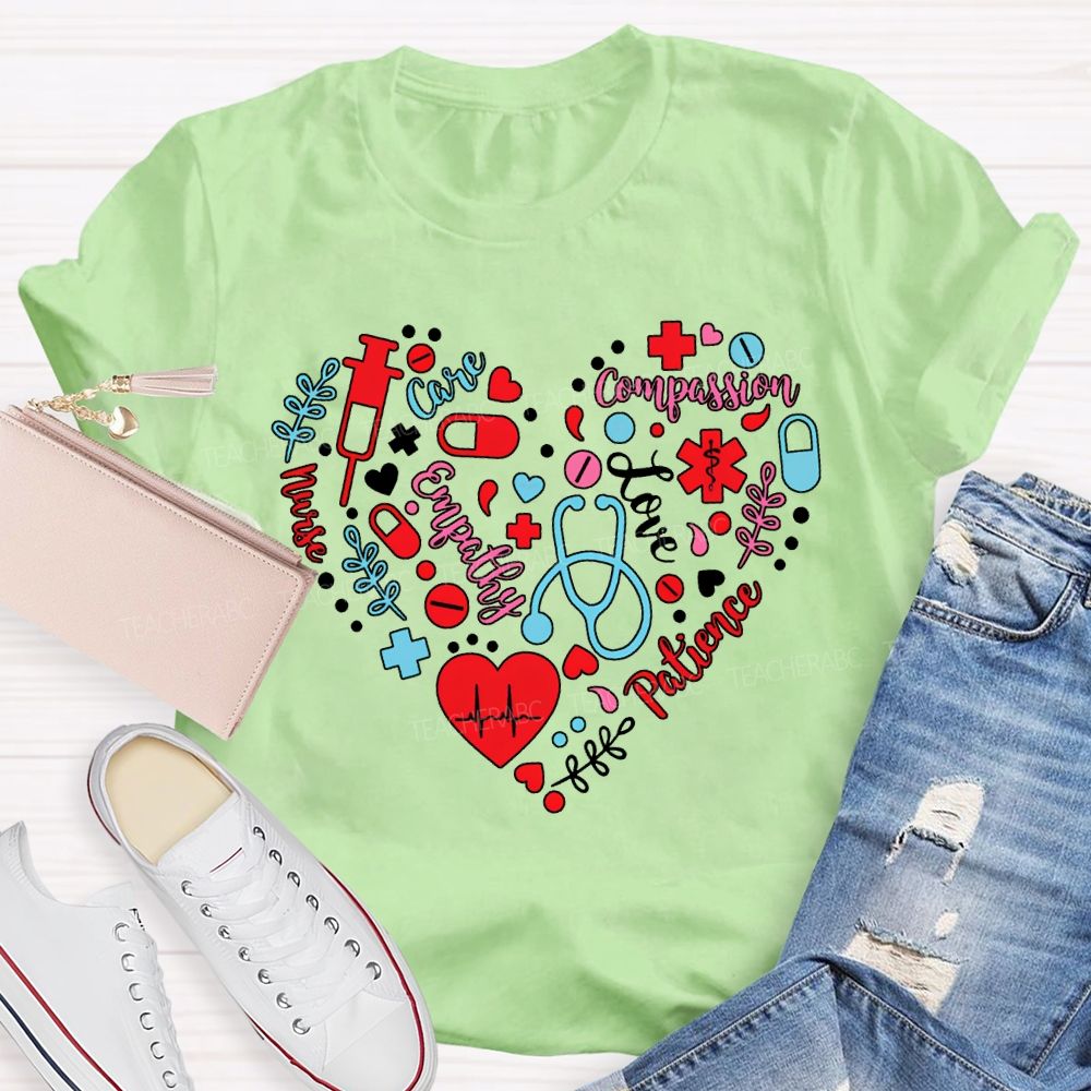School Nurse Love Compassion Care Empathy Heart T-shirt