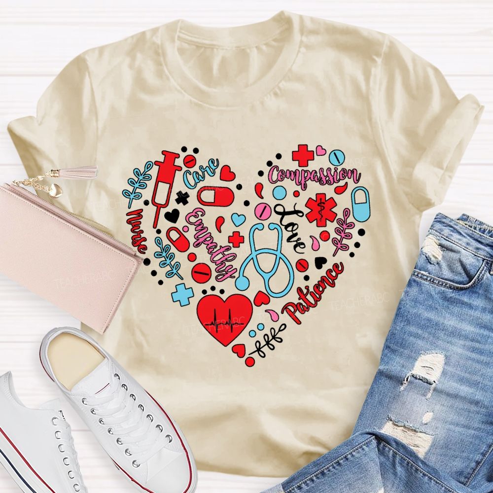 School Nurse Love Compassion Care Empathy Heart T-shirt