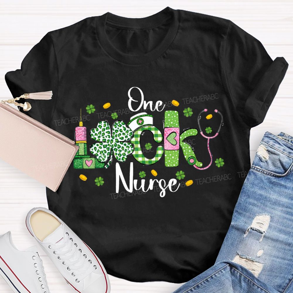 One Lucky Nurse Four-Leaf Clover Print T-shirt