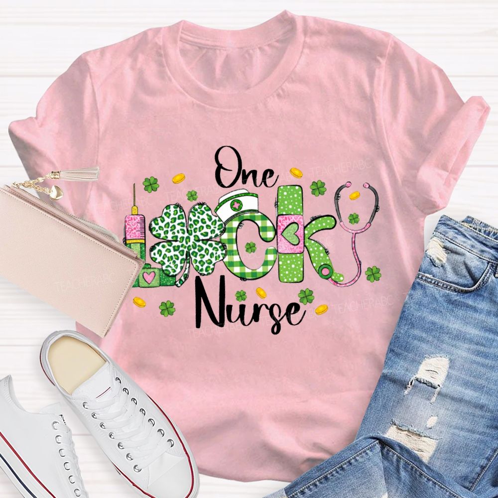 One Lucky Nurse Four-Leaf Clover Print T-shirt