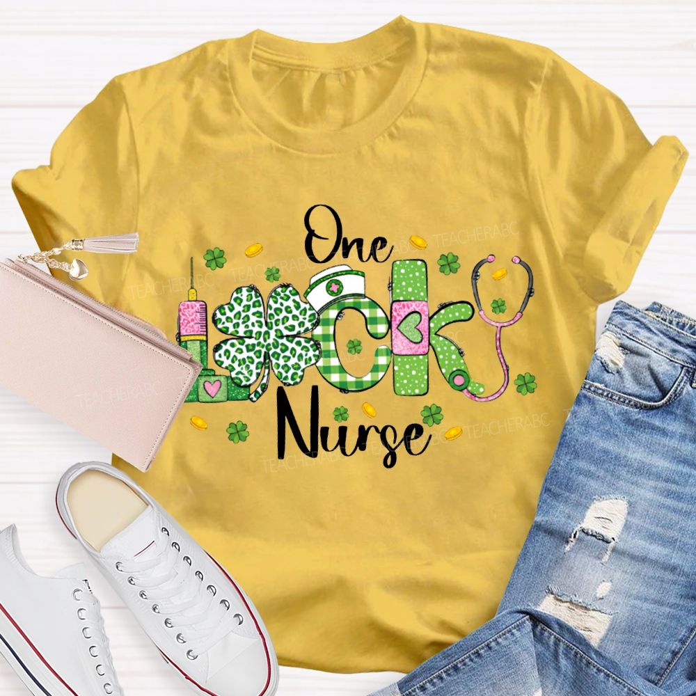 One Lucky Nurse Four-Leaf Clover Print T-shirt