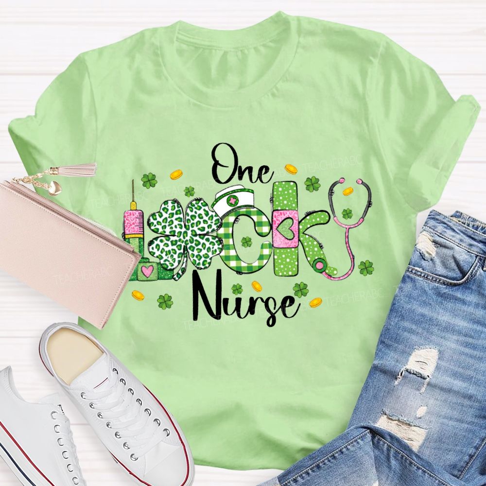One Lucky Nurse Four-Leaf Clover Print T-shirt