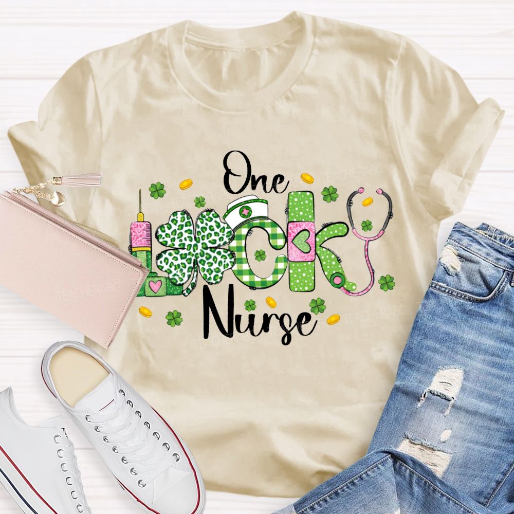 One Lucky Nurse Four-Leaf Clover Print T-shirt