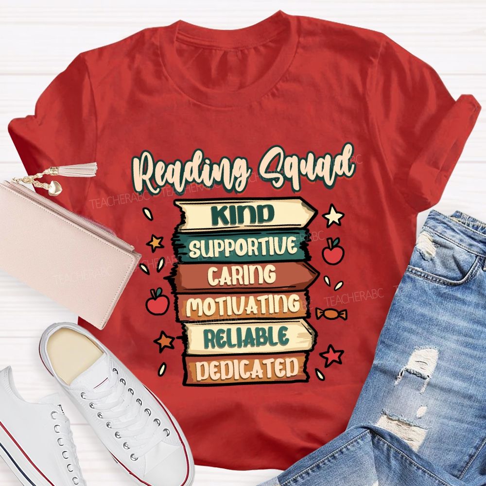Reading Squad Kind Supportive Teacher T-shirt