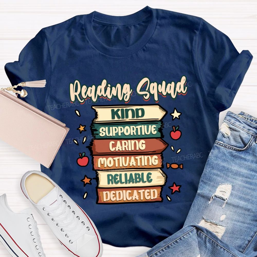 Reading Squad Kind Supportive Teacher T-shirt