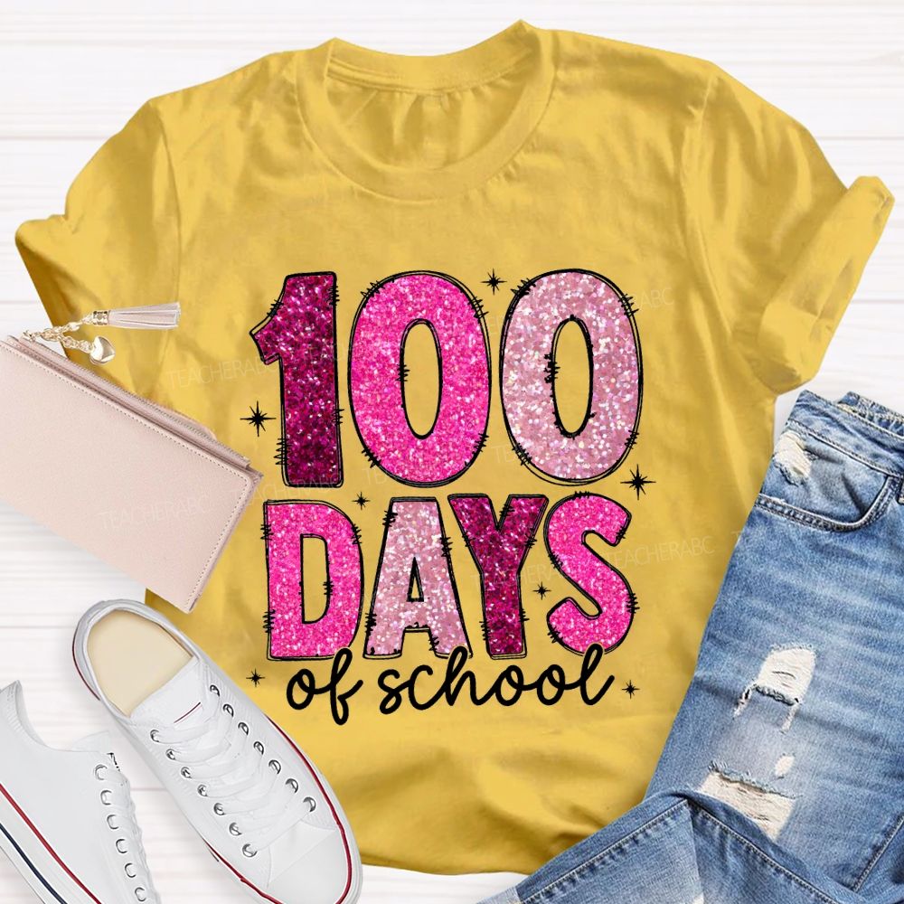 Glitter 100 Days Teacher T-shirt