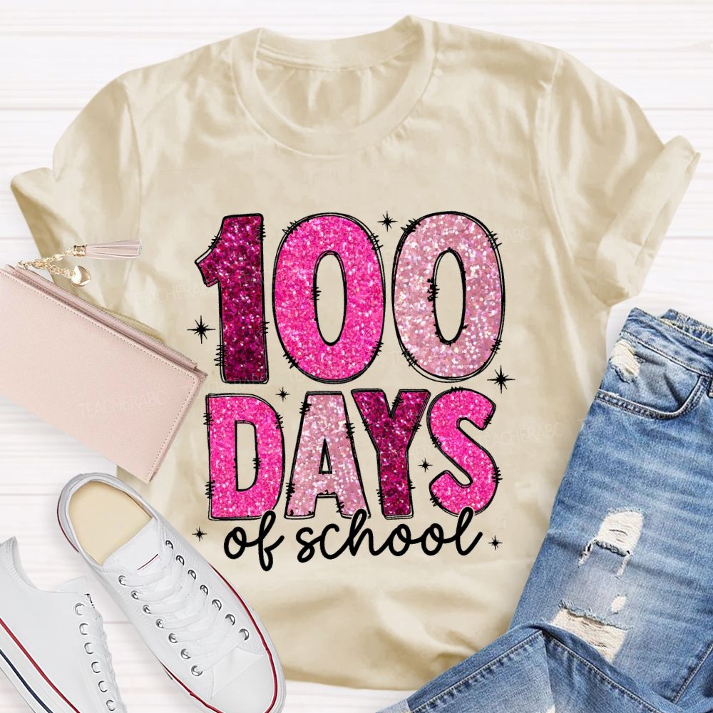 Glitter 100 Days Teacher T-shirt