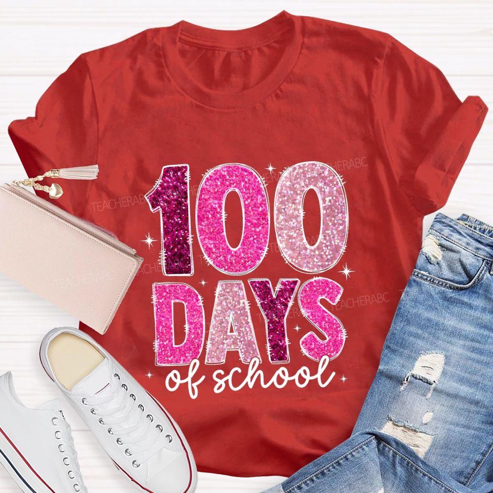 Glitter 100 Days Teacher T-shirt