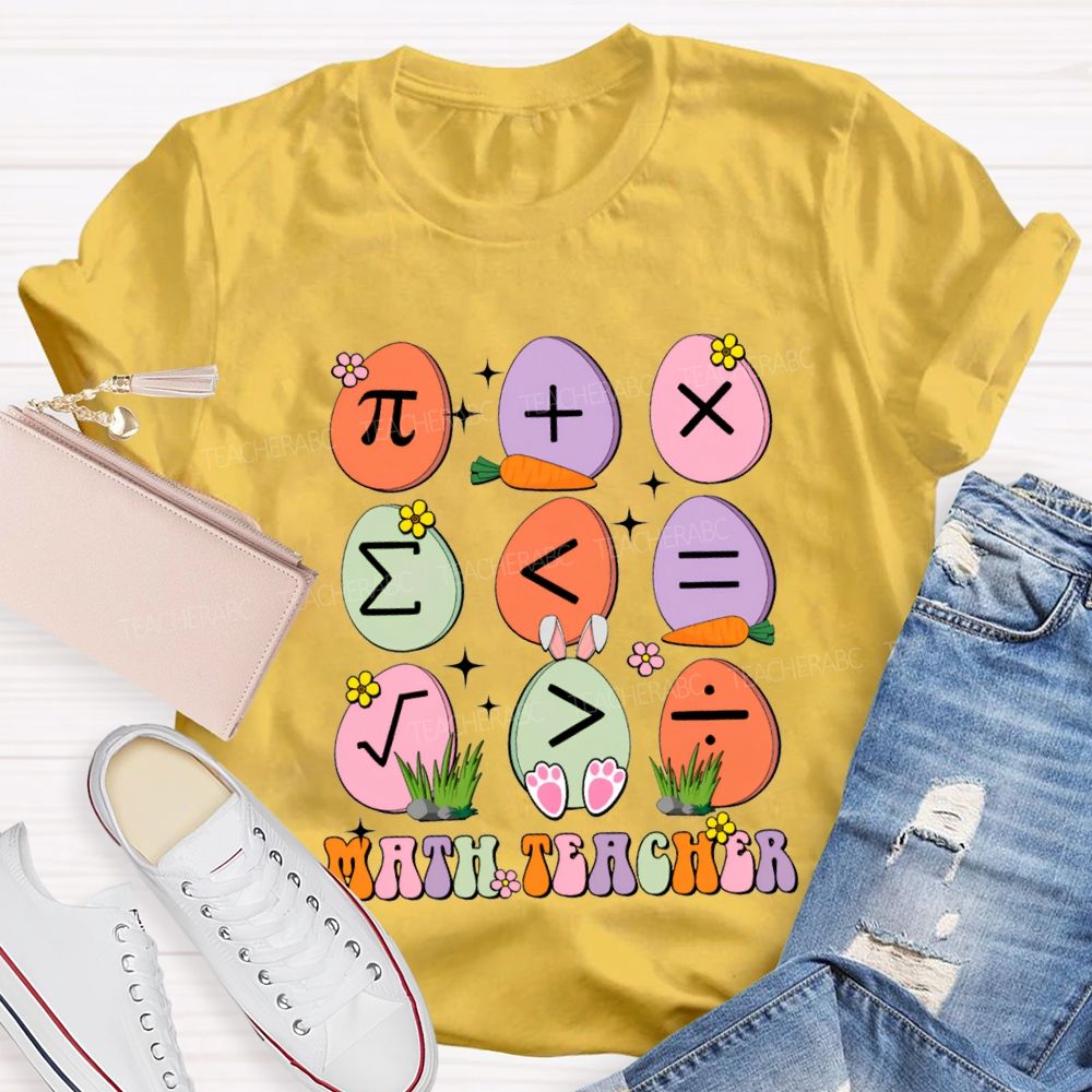 Math Teacher Colorful Oval Print Teacher T-shirt