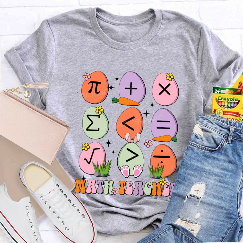 Math Teacher Colorful Oval Print Teacher T-shirt