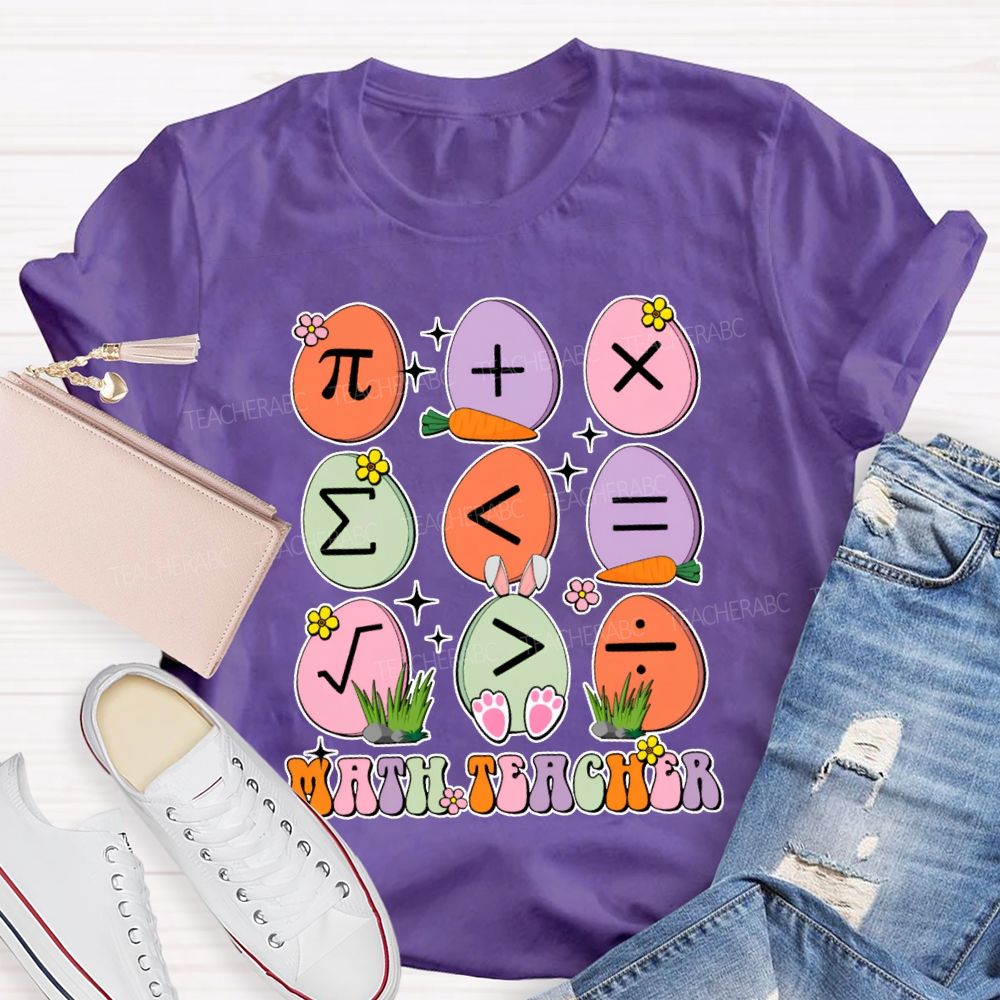 Math Teacher Colorful Oval Print Teacher T-shirt
